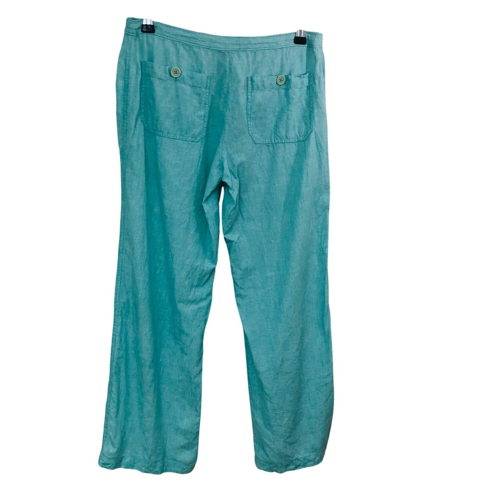 Tommy Bahama Aqua 100% Linen Pants Coastal Minimalist Drawstring Straight Size 2 - Picture 3 of 10